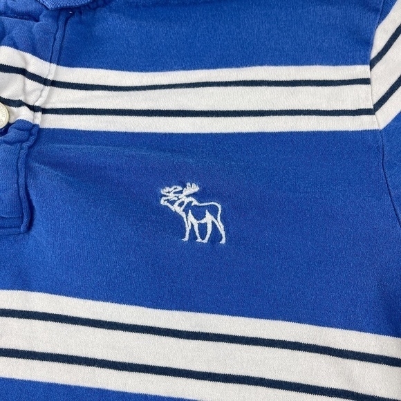Abercrombie & Fitch Polo Boys Medium Muscle Blue Striped Short Sleeve - Picture 5 of 10